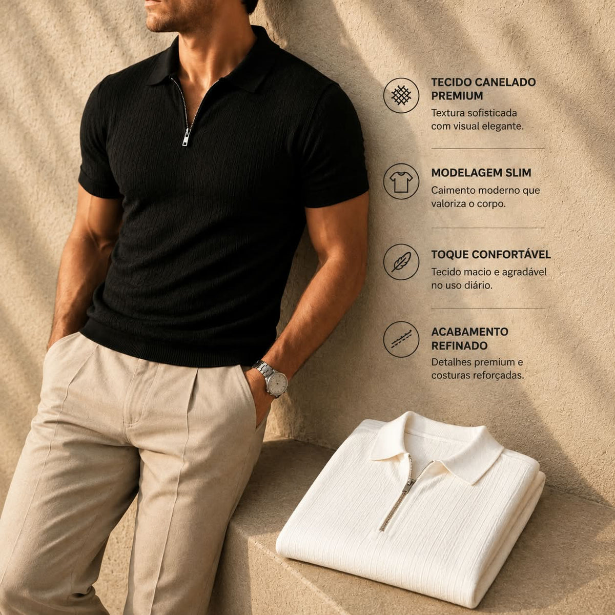 Camisa Polo Italiana Canelada